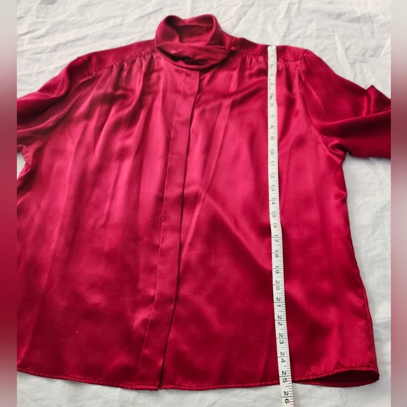 Jones New York 100% Silk Red Long Sleeve Shirt, Button Down Silk Blouse, Size 14 - Picture 4 of 12